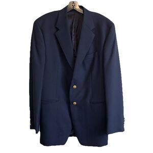 VTG Chaps Ralph Lauren 40R Gold Button Navy 100% Wool Hopsack 2Btn Blazer Jacket